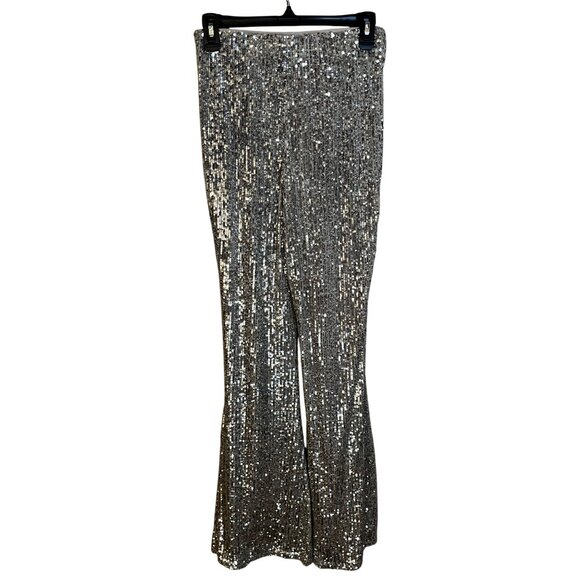 Show Me Your Mumu Mercury Bells in Platinum Sequins Medium Womens Pants Trousers - Picture 6 of 13